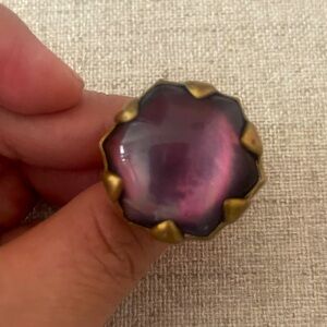 Stephen Dweck purple moonstone & brass / copper oversized statement ring, 6.75